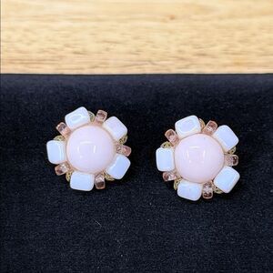 Vintage Chic Pastel Pink Stone Clip on Earrings